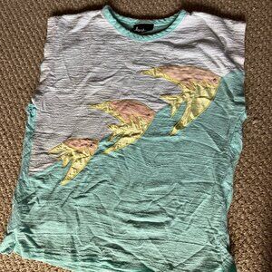 Vintage Jordana Sleeveless Pastel Fish 80s Retro Shirt Large
